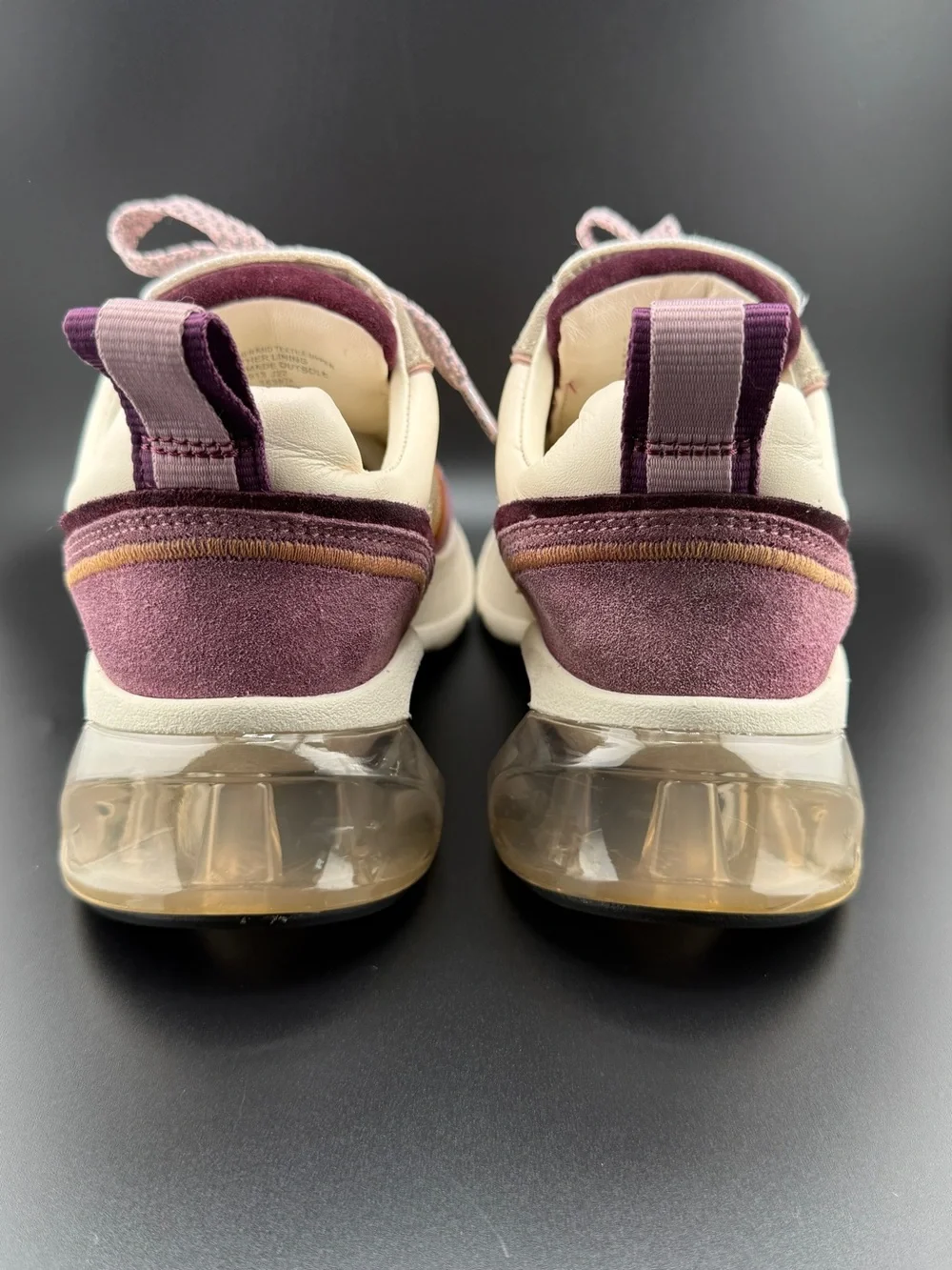 Tory Burch Good Luck Bubble Trainer Suede Sneakers Cream Arancio Purple Size 6